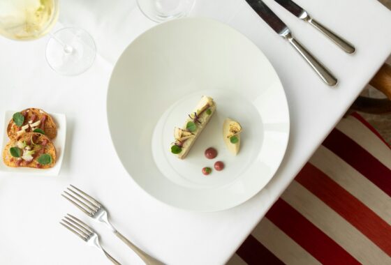 Fine Dining plate on a white table setting